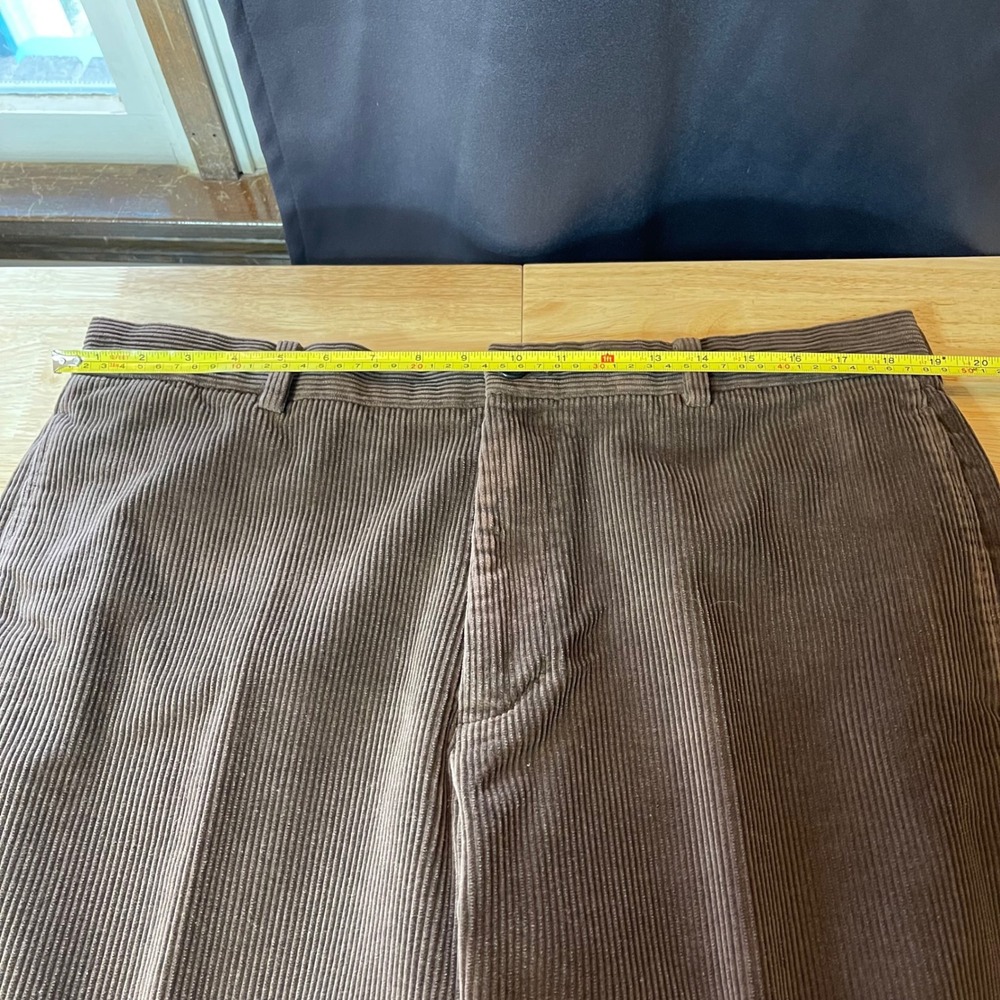Brooks Brothers 346 Mens Brown Corduroy Pants Flat Front Cotton 38x30 - Picture 6 of 9